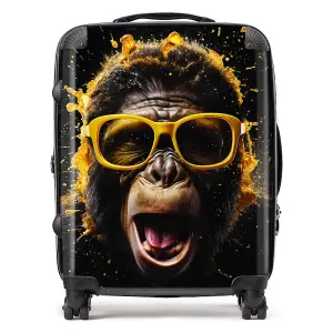 Splashart Monkey Face With Yellow Glasses Suitcase - Large