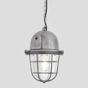 Industville Bulkhead Cage Pendant, 11 Inch, Gunmetal