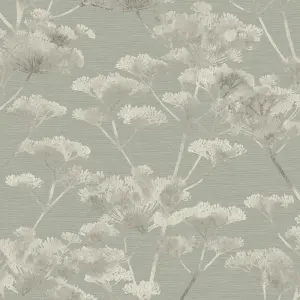 Boutique Green Metallic effect Leaves Textured Wallpaper Sample