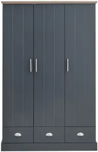 GFW Kendal 3 Door 3 Drawer Wardrobe Slate Blue