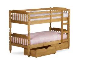 Colonial Pine Wooden Bunk Bed Frame 2'6" Small Single - Waxed