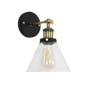 ValueLights Norton Black Indoor Wall Lantern and E27 Pear LED 4W Warm White 2700K Bulb