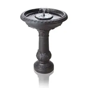 Primrose Windsor Solar Bird Bath Outdoor Water Feature with Lights & Automation Function H65cm