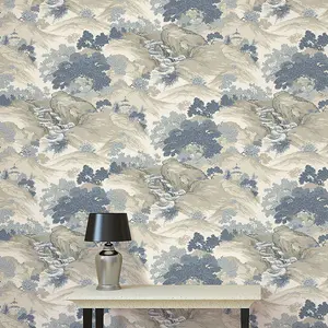 Crown Archives Oriental Landscape Wallpaper China Blue M1190