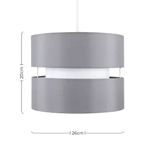 ValueLights Sophia Modern 2 Tier Grey Cylinder Ceiling Pendant Light Shade