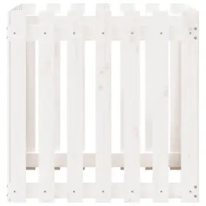 Berkfield Garden Planter with Fence Design White 70x70x70 cm Solid Wood Pine