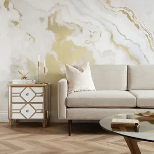 Golden Agate Marble Mural In Natural With Gold Effect (300cm x 240cm)