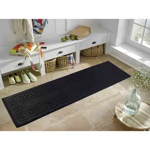 Millfield Greek Key Door Mat Black / 60cm W x 220cm L