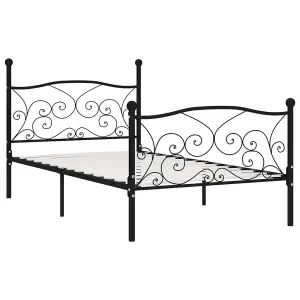 Berkfield Bed Frame with Slatted Base Black Metal 100x200 cm