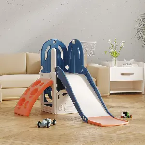 4-in-1 Toddler Kid Play Set Blue Climber and Slide Set with Basketball Hoop W 790 x D 1610 x H 1020 mm