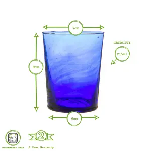 Nicola Spring - Meknes Recycled Glass Tumblers - 215ml - Blue - Pack of 6