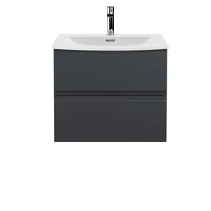 Urban 610 mm Wall Hung Single Vanity Unit Satin Anthracite