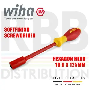 Wiha Hex Driver Screwdriver 1000v VDE Electrician 10mm SoftFinish Grip 00861