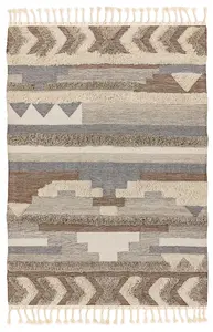 Beige Handmade Kilim Luxurious Modern Wool Geometric Graphics Rug Easy to clean Living Room and Bedroom-200cm X 290cm