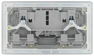 GoodHome Brushed Steel Double 13A Socket & Grey inserts