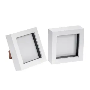 Nicola Spring 3D Box Photo Frames - Standing Hanging Craft Shadow Picture Frame - 4 x 4" - Pack of 2