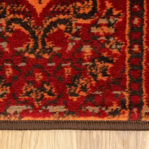 Red Brown Traditional Patchwork Living Room Rug 120x170cm