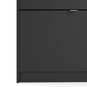 Shoes Shoe cabinet  w. 2 tilting doors and 2 layers Matt Black