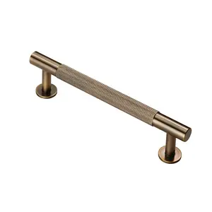 4x Knurled Bar Door Pull Handle 158 x 13mm 128mm Fixing Centres Antique Brass