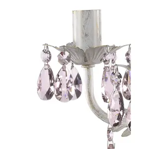 Luminosa Kate 5 Light Multi Arm Chandelier, Ivory Pink Droplets