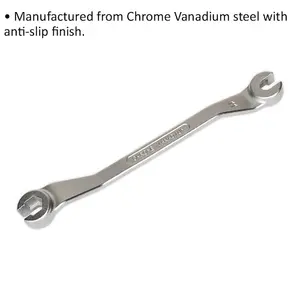 Double-Ended Steel Brake Pipe Spanner for 10mm & 11mm - Anti-Slip Grip Tool