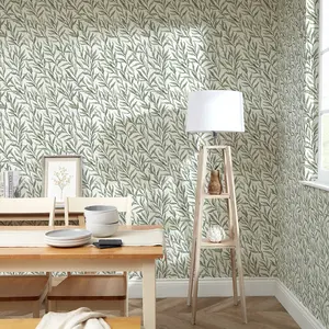 Willow Leaf Wallpaper In Green