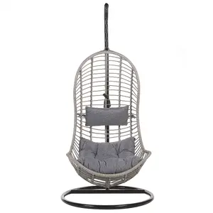 Hanging Chair with Stand PINETO PE Rattan Grey