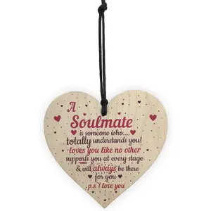 Red Ocean My Soulmate I Love You Wooden Heart Plaque Anniversary Birthday Gifts For Him For Her