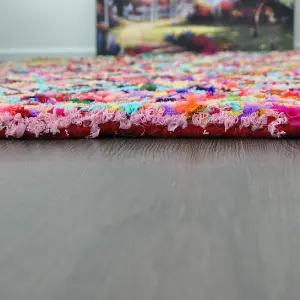 Eco-Friendly Ganga Circle Chindi Rag Rug - Hand-Woven Unique Design