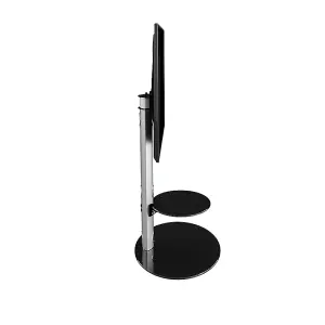 AVF Lugano 80cm Oval Pedestal TV Stand - Silver and Black Glass