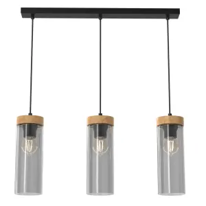 Milagro Elica Hand Made Designer Pendant Lamp With Elegant Smoked Glass Cylindrical Shades