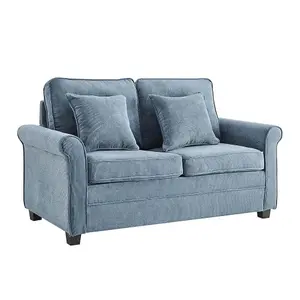 Ramy Corduroy 2 Seater Fold Out Sofa Bed Blue Convertible Sleeper Sofa