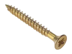 Forgefix 1.1/2 Inch General Purpose Pozi Screws - Box of 200 Electro Brass Countersunk Screws