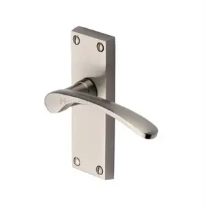 Heritage Door Handle Lever Latch Sophia Short Design (Set of 2) Satin Nickel