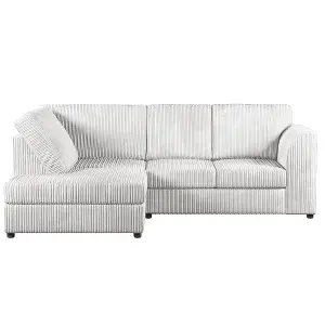 Luxor Silver Jumbo Cord 4 Seater Corner sofa Left Hand Facing - Full Back