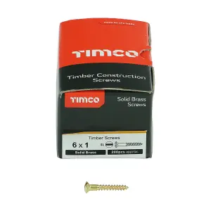 TIMCO Solid Brass Round Head Woodscrews - 6 x 1 (200pcs)