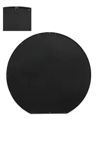 MirrorOutlet The Circulus Black Framed Flat Bottom Circular Garden Wall Mirror 126CM X 120CM