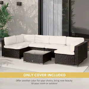 Outsunny Garden Rattan Sofa Set Polyester Cover Replacement No Cushion Beige