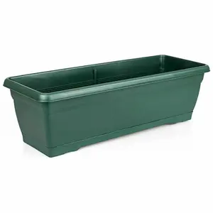 Set Of 4 Large 72cm Green Garden Plastic Trough Balcony Planter Window Plant Box