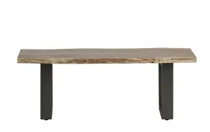 Hommoo Industrial Wood And Metal Medium Dining Bench