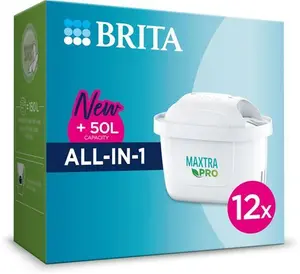 BRITA MAXTRA PRO All-In-1 Water Filter Cartridge 12 Pack (New) - Original BRITA Refill Reducing Impurities, Chlorine, PFAS, Pesticides And Limescale