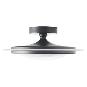 Modern and Sleek Semi Flush LED Powered Ceiling Light Fitting in Matt Black