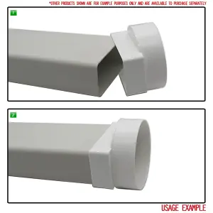 Kair Ducting Adaptor 110mm x 54mm to 100mm - 4 inch Rectangular to Round Straight Channel Connector - Female