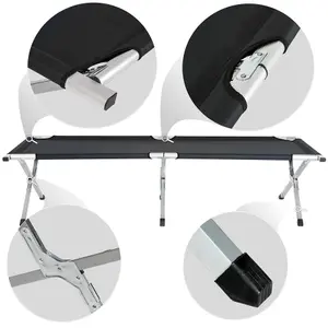 4 camping beds made of aluminium - black