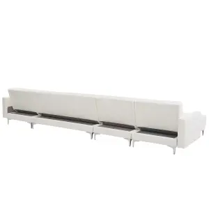 Large Sofa with Ottoman ABERDEEN White Faux Leather Symmetrical