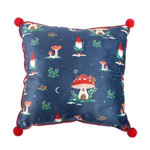 Something Different Gnome Pom Pom Square Filled Cushion Blue/Green/Red (35cm x 35cm)