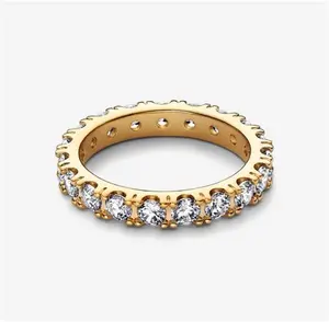 Pandora Sparkling Row Eternity Ring - 14K Gold Plating / Cubic Zirconia - Sz. 48