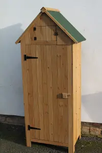 Outdoor Brighton Garden Wooden Storage Cabinet or Tool Shed In Natural