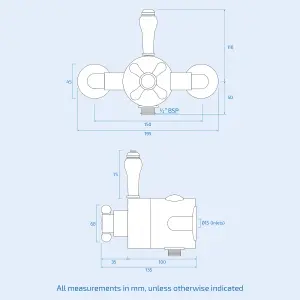 Nes Home Alice Cross Exposed Thermostatic Mixer Valve, Slider Rail & Handset Chrome/White