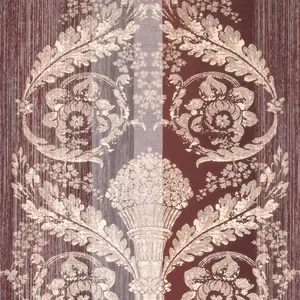 Galerie Adonea Nerites Ruby Red Metallic Damask Stripe Smooth Wallpaper Roll